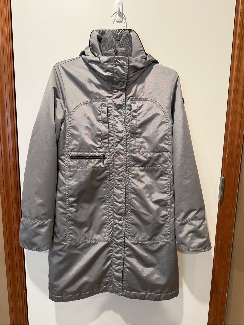 Post Card Women’s Silver Metallic Gray Hooded Parka Jacket